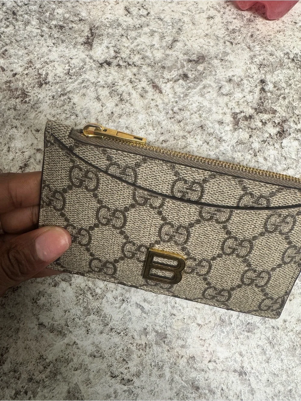 Balenciaga x Gucci Monogram Zip Card Case